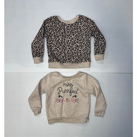 Garanimals Other - Lot of 2 Baby Girl Garanimals Sweatshirts 24 Months Beige Pink Leopard Cat